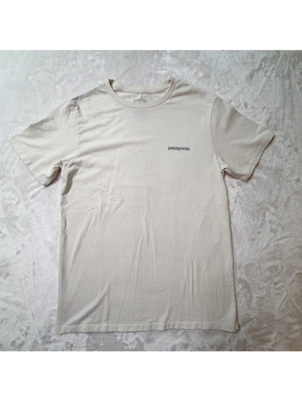 Patagonia Short-Sleeve Crew Tee in Light Beige with Small Logo